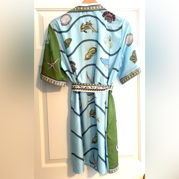 NWOT Bath House Mini Linen Sea Life Print Shirt Dress, L - Picture 4 of 8